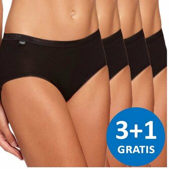 Sloggi Women Midi Basic 3+1 GRATIS Zwart 10068837-004 | 10347