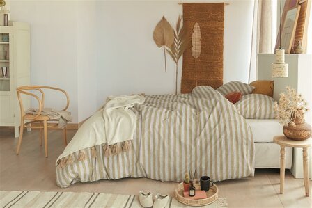 Ariadne At Home Dekbedovertrek Knit Stripes Naturel 26092