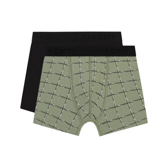 Ten Cate Boys Shorts Check Green 2-Pack 32417-3218 | 28458