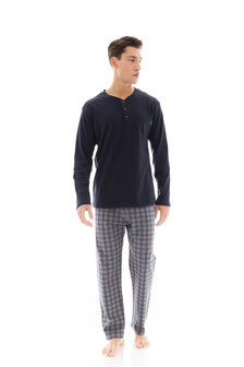 Ulisse Heren Pyjama Grey Plaid Yacht Blue W-M671 | 29364