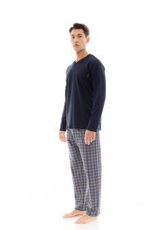 Ulisse Heren Pyjama Grey Plaid Yacht Blue W-M671 | 29364