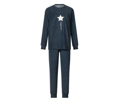 Lunatex Dames Badstof Pyjama Donkerblauw 12-4230 | 30765