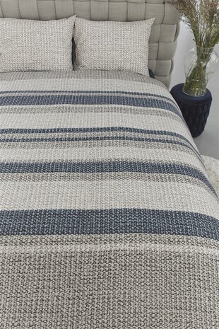 Rivièra Maison Dekbedovertrek Rattan Stripes Blue Grey 28029