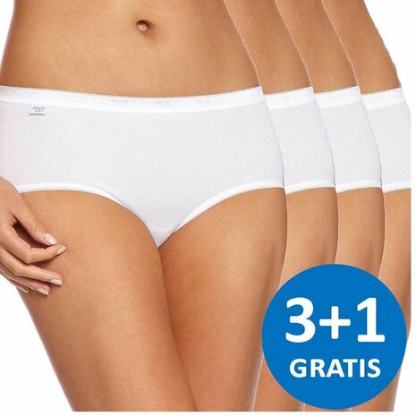 Sloggi Women Midi Basic 3+1 GRATIS Wit 10068837-003 | 10346