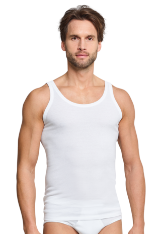 Schiesser Men Cotton Essentials Feinripp Singlets 2-Pack Wit 205144-100 | 8757