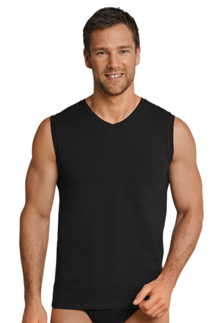 Schiesser Men Long Life Cotton Tanktop V-hals Black 145139-000 | 12303