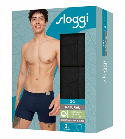 Sloggi Men Go Natural Short 2-Pack Black 10214598-004 | 27859