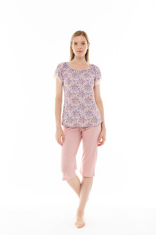 Pink Label Dames Pyjama Violet Flower S1250 | 28366