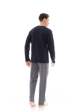 Ulisse Heren Pyjama Grey Plaid Yacht Blue W-M671 | 29364