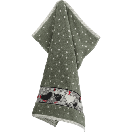 Bunzlau Castle Keukendoek Chickens Dark Green 6309 | 30860