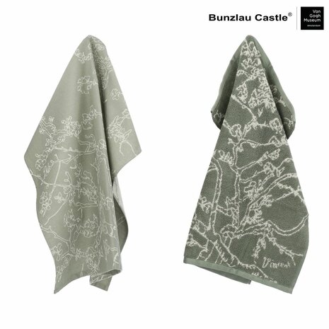 Bunzlau Castle Keukendoek Van Gogh Almond Blossom Dark Green 6260 | 30999