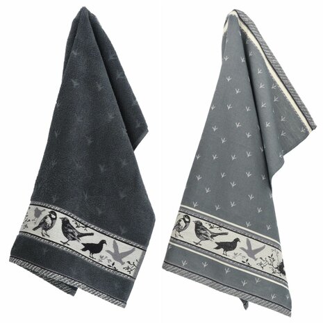 Bunzlau Castle Keukendoek Birds Anthracite 6301 | 30996